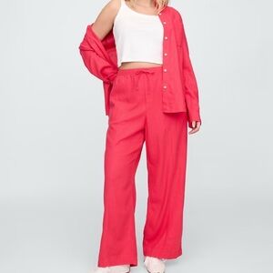GAP Womens Size XS Linen Blend Pull On Mid Rise Pants Drawstring Pants Coral